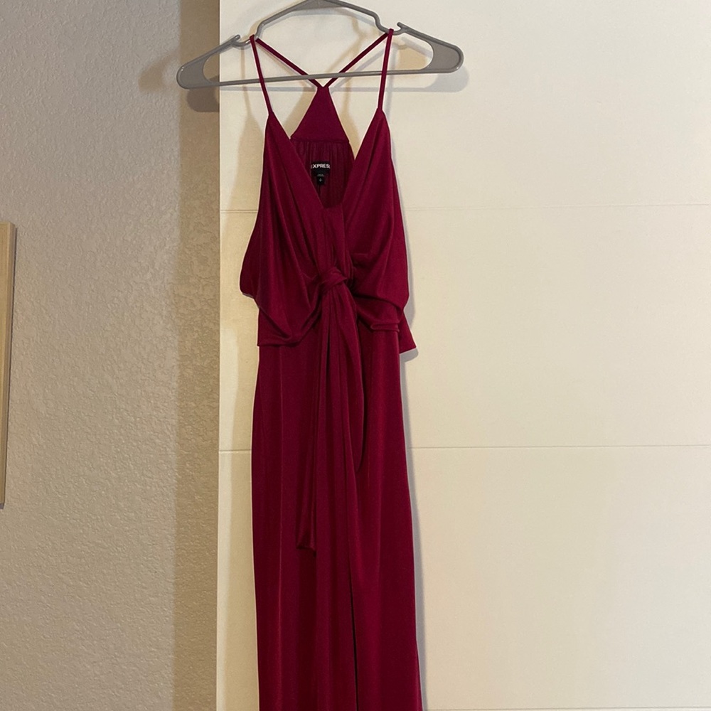 Full length gown, racer back, with a slit
